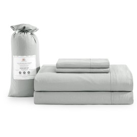 Casa Platino King Bed Set, Pre-Washed Ultra Soft & Breathable King Bed Sheets Set, Brushed Microfiber Sheets King Size, Fade Resistant King Size Sheets Set with Deep Pockets - Silver