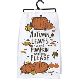 PBK Autumn Leaves and Pumpkin Anything Please Fall Thanksgiving Kitchen Towel Fall Kitchen Decor for Cooking Baking Drying Hands Dishes Kitchenware, Multicolor