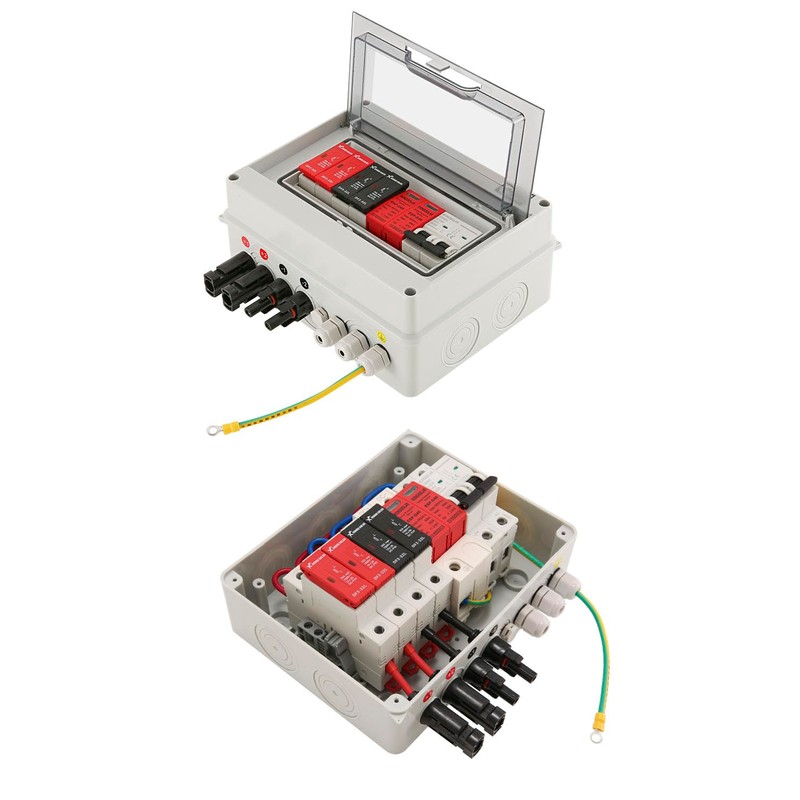 VOU 600V Solar DC PV Combiner Box,2 String with Lightning
