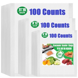 Vacuum Sealer Bags For Food-300 Quart 11"x16"and Quart 8"x12"and Pint 6"x10"-Commercial Grade BPA-Free Food Storage Bags | Puncture Resistant for Sous Vide ，Freezing & Meal Prep