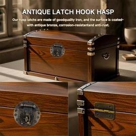 19 Sets Retro Jewelry Box Hinges, Horse Foot Corner Guard, Vintage Decorative Hook Latch, Antique Right Latch with Screw, for Furniture Wooden Cases Jewelry Boxes Wine Boxes Craft Cases (19-Sets)