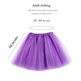 Dmaiy Women Tulle Tutu Skirts Elastic Ballet Dance Skirts Layered Classic Adult Short Skirt for Christmas Party Birthday, Purple, 40 Short