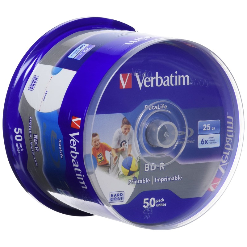 Verbatim 43812 BD-R Datalife 25GB 6x Write Speed Blanks Printable