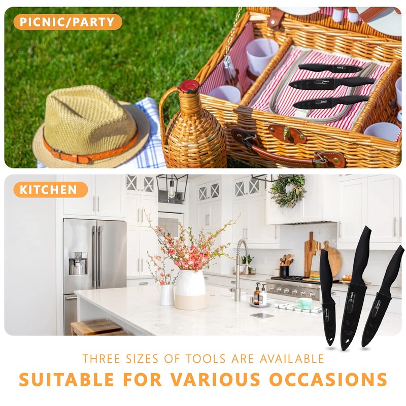 Magiware 6-Piece Paring Knife Set with Sheaths-Ceramic Blade Sharp Rust