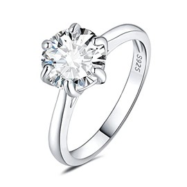 JewelryPalace 1ct 2ct 3ct Round Cut Cubic Zirconia Solitaire Promise Ring Women's Jewellery Set Engagement Ring Women's Ring Silver 925 with Stone Women Simulated Diamond Wedding Rings Silver Rings