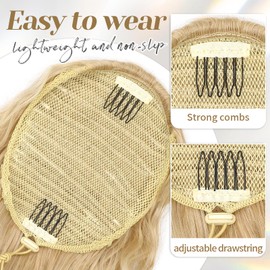 KooKaStyle Ponytail Extension 30 Inch Drawstring Pony Tails Hair Extensions for Women Long Curly Ponytail Synthetic Hairpieces for Daily Use（Ombre Blonde Highlight）