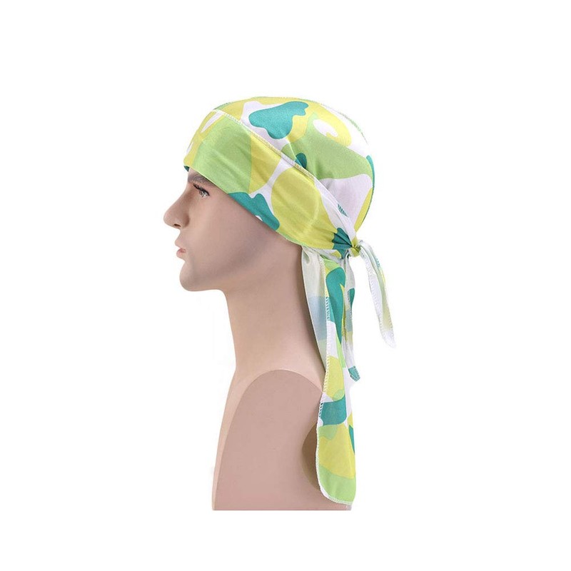 2PCS Camouflage Silky Durags for Men Women, Long Tail Durag
