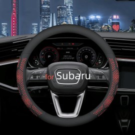Yangday Leather Steering Wheel Cover for Subaru Forester Crosstrek Impreza Legacy Outback, 14.5-15 inches Car Steering Wheel Cover with Non-Slip Breathable (Red)
