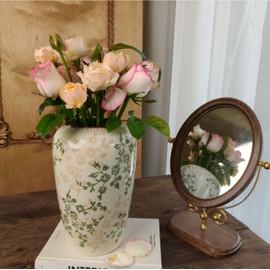 Rustic Ceramic Vase Retro Crackle Glaze Floral Vases Vintage Pitcher Vase Farmhouse Decorative Vases for Home Decor (QG22)