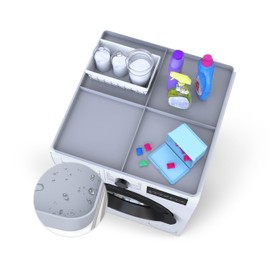 Washer Dryer Top Protector Mat, 26.5“ x 26.5“ Protective Silicone Rubber Mat for Washing Machine or Dryer, Simple Partitioning Washing Machine Cover, Laundry Room Accessories (Gray)