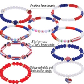 Cooluckday Heishi Surfer Bracelets for Women Vsco Boho Beaded Bracelet Friendship Polymer Clay Rainbow Bracelet Stack Vinyl Disc Stackable Bracelet, 7.9 inches, Stone, created alexandrite