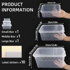 Dmnnlp 3Pcs Snail Terrarium Set, 3-Size Plastic Reptile Critter Keeper with Tags, Reptile Enclosure Kit for Hermit Crabs, Snails, Spiders, Lizards, Geckos & Tarantulas (Clear)