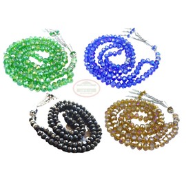 Tasbeeh-Misbaha-Mala-Prayer Beads Glass Crystal [Pack of 12] Rosery-Islamic Favors Quran Wedding Graduation Favor Gift Holy Kabba Quran Ramadan-Islamic Gifts 123(12)