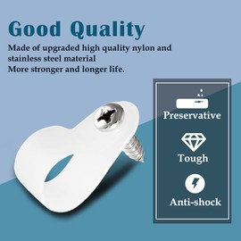 Rierdge 50 Pcs 1/2 Inch R-Type Clip Clamp, Nylon P-Type Mounting Clips, Cable Clip Wire Clamp for Wire Management, Stainless Steel Screws Included