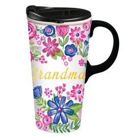 Cypress Home Beautiful Grandma Metallic Ceramic Travel Cup with Lid - 5 x 4 x 7 Inches Homegoods and Accessories for Every Space