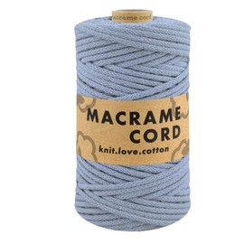 Macrame Cord Mult, 100 Metres of Braided Cotton Yarn (0061 - Dove Blue, 5 mm)