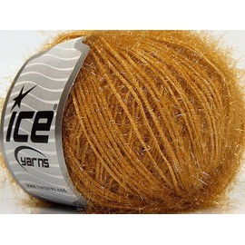 Sparkle Soft - Ice Yarns Metallic Lurex Nylon Eyelash Yarn 50gr (1.76ounces) 140m (153 Yards) Dark Gold (not Yellow)