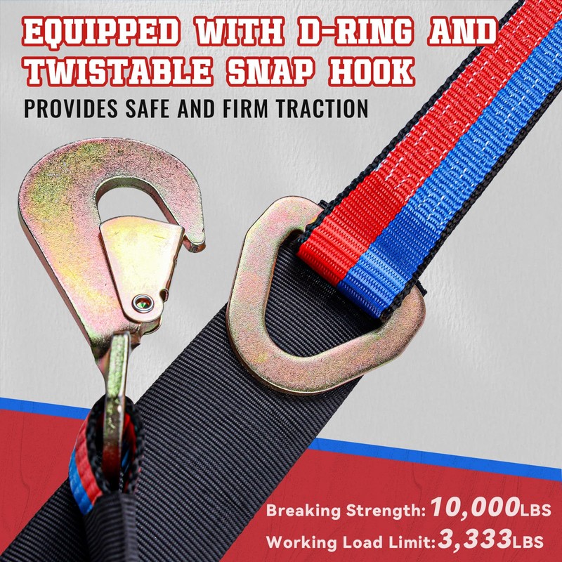 Iumcin V Bridle Tow Strap with Hooks,Heavy Duty Vehicle Recovery