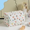 NJCXOLA White Bear Floral Pattern Quilted Cosmetic Bag Large Capacity