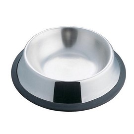 INDIPETS Cat Non-Tip Rubber Base Dish: Anti-Skid Pet Water and Food Bowl | 8 oz, Stainless Steel (PN: 800054)