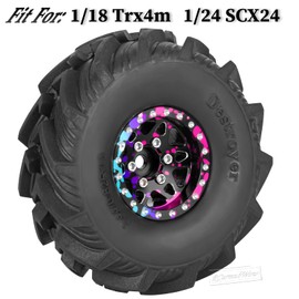 RcarmubWow 1.0 Beadlock Wheel Tires Set for 1/24 1/18 RC Crawler Car SCX24 TRX4M,1.0 Beadlock Wheels and Tires Alloy rc Wheel Rims Super Soft Sticky Tires,Rainbow