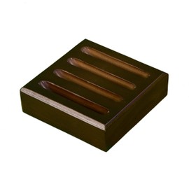 CoasterStone Dark Slotted Wood Coaster Holder, Holds 4 Round Drink Coasters