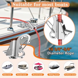 Loodmeo Stainless Steel Boat Anchor Hook, 3/8"-5/8" Rope, 8500 lbs Capacity, Knotless Anchor System, Silver
