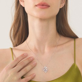 JACUPO 0.8CT Engraved Heart Moissanite Necklace for Women S925 18K White Gold Plated I Love You Forever Gift for Mom Wife Girlfriend Expressing Eternal Love 18 Inch