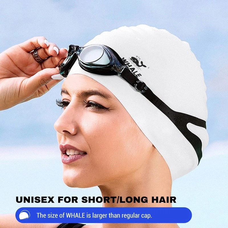 WHALE Extra Large Swim Cap for Women Men, Durable Silicone