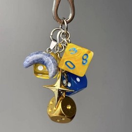 Star & Dice Billiard Ball Design Keychain - Stylish Keychain for Car Keys, Unisex Trendy Accessory, Perfect Birthday Gift for Men & Women - Colour: GJ-085