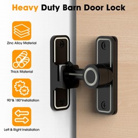 MeBantoo Sliding Barn Door Lock Hardware, 90 Degree Locks for Barn Doors, Flip Gate Latches for Garden, Bathroom, Outdoor, Garage, Window(2 Pack-Luminous Black)