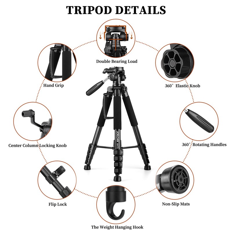 JOILCAN Tripod Camera Tripods, 74" Tripod for Camera Phone Video