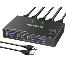 MLEEDA HDMI KVM Switch 1 Monitors 2 Computers 4K@60Hz,USB KVM Switches for 2 Desktops or Laptops Sharing Single Monitor and Keyboard Mouse Printer,Plug and Play,2 USB Cables Included