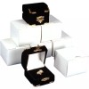 FindingKing 6 Black Velvet Ring Boxes With Brass Corners