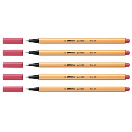 STABILO Pack of 5 Felt-Tip Pens with Fine Point 88 – 0.4 mm Grenadine Redaa