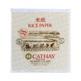Cathay Fresh Spring Roll Rice Paper Wrappers, Rice Paper Wrappers for Fresh Rolls-30 Sheets, Non-GMO, Gluten-Free, Low Carb, Vietnamese Summer Wrap with Natural Ingredients, Veggie Wrap (Square, 22cm)