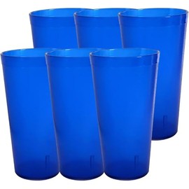 Party Outlaw Dark Blue Plastic Cup Tumblers 6 Pc 16oz Lightweight, Heavy Duty Stackable Cafe Style Plastic Glasses. Reusable & Dishwasher Safe Ice Tea & Water Cupsafe Ice Tea & Water Cups