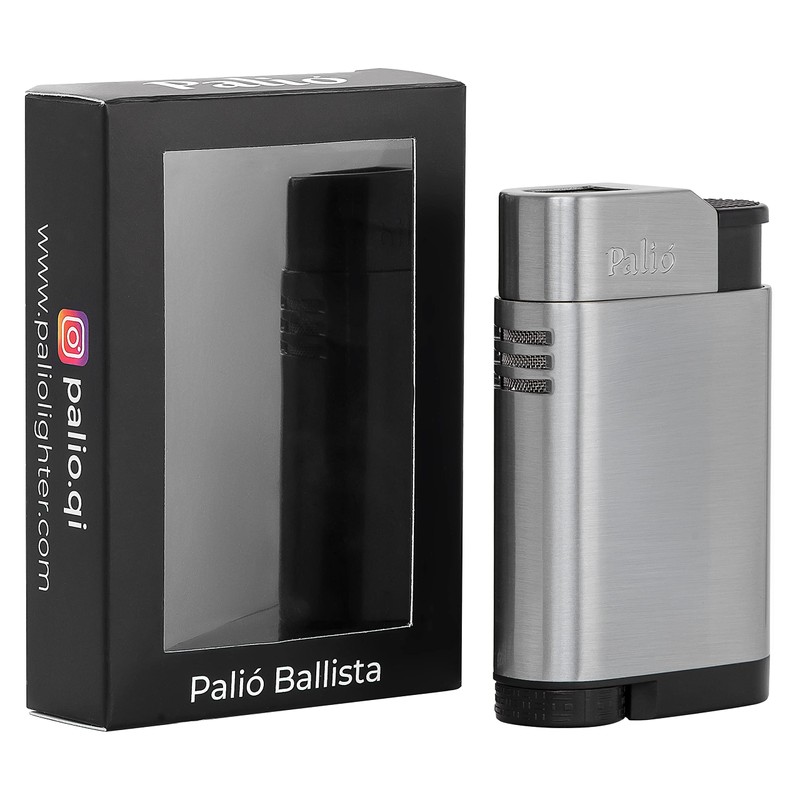 Palió Ballista Jet-Flame Refillable Butane Torch Lighter, Silver - Wind-Resistant