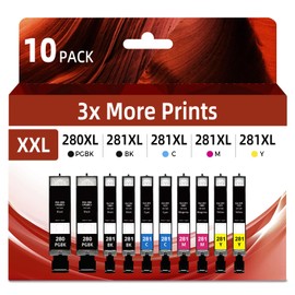 Skyink Compatible 280XL 281XL Ink Cartridge Replacement for PGI-280 CLI-281 XL 280xxl 281xxl Value 10 Pack for TR8620a TR8520 TR8620 TR8600 TR7520 TS6120 TS6220 TS9120 TS6320 Printer