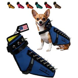 CoyoteVest Dog Harness Protection Vest, Reflective Dog Accessories with Spikes to Shield Your Pet from Raptor and Animal Attacks, Snap Buckles for Fast Wearing and Removal (X-Small, Royal Blue)