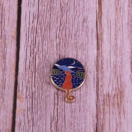Tiger Night Moon Stars River Nature Landscape 1.25" Lapel Enamel Pin @ US SELLER