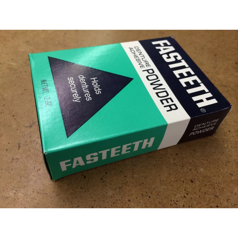 Vintage 1970's Fasteeth Denture Adhesive Powder Vick NY *New Old