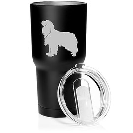Smooth Body Tumbler Stainless Steel Vacuum Insulated Travel Mug Cup Gift Cavalier King Charles Spaniel (30 oz, Matte Black)