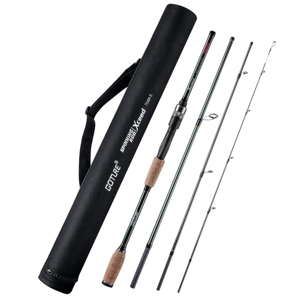 4 Piece Travel Spinning Fishing Rods Portable 4 Sections Lightweight