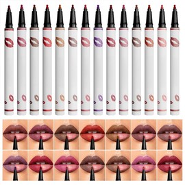 LIPLINER Matte Liquid Lipstick Pencil-Waterproof,Long Lasting,Velvet Finish,12HR Wear,Smudge Proof,for Lips Outline & Full Lip Color,14 Shades,2025 New 2-in-1 Lip Liner Liquid Pen(14#,0.02 fl oz)