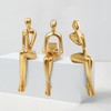RIRPUAE 3pcs Gold Decor Thinker Statue, Resin Abstract Man Cutout