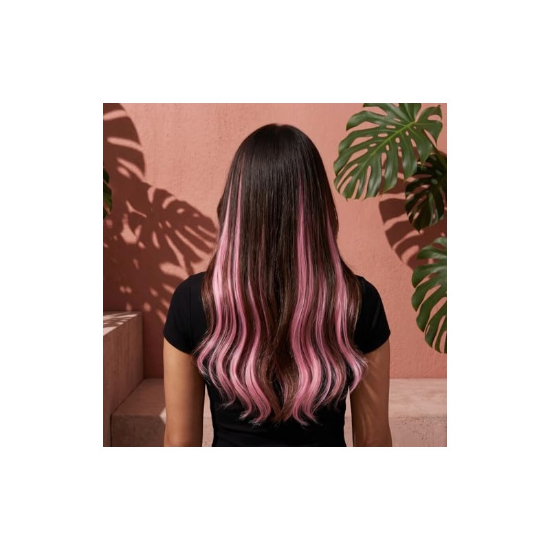 FOMIYES 10 Extensiones De Cabello SintéTico Con Clip Rosa Claro