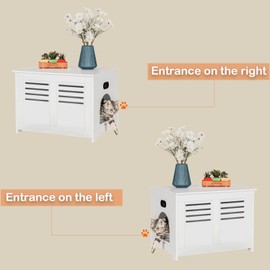 DINZI LVJ Litter Box Enclosure Furniture, Flip Top Hidden Litter Box with Good Ventilation, 31.5" Litter Box Cabinet, Wooden Cat Washroom Fit for Most of Cat and Litter Box, Cat House, White