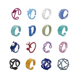 RINHOO FRIENDSHIP 6-16Pcs Colorful Chunky Rings Set for Women Trendy Finger Stackable Y2K Style Ring (16Pcs Mixed 1)