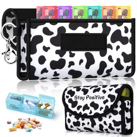 BVYA Pill Organizer Case, Weekly Travel Pill Case Medication Reminder,for 3 Times A Day, 7 Days a Week-Includes Printed Neoprene Carrying Case & A PVC Vaccine Card Protectors